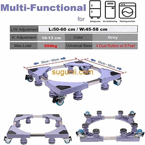 Support Réfrigérateur Roulant – 8 Pieds Stables, Charge 300 kg, Hauteur Réglable – Image 2