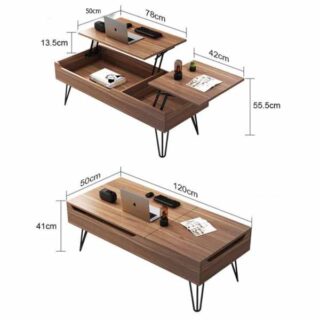 Table basse relevable avec compartiment caché