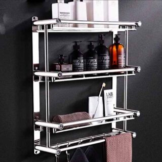 Étagère de rangement de salle de bain à 4 couches en acier inoxydable