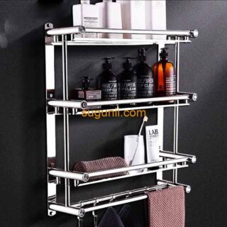 Étagère de rangement de salle de bain à 4 couches en acier inoxydable
