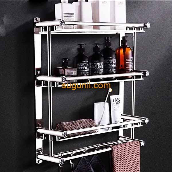 Étagère de rangement de salle de bain à 4 couches en acier inoxydable