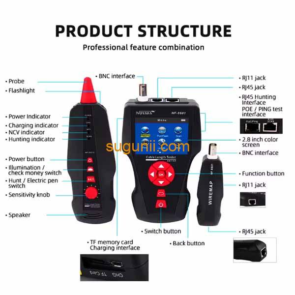 Testeur de câbles réseau multifonction NOYAFA NF-8601 d