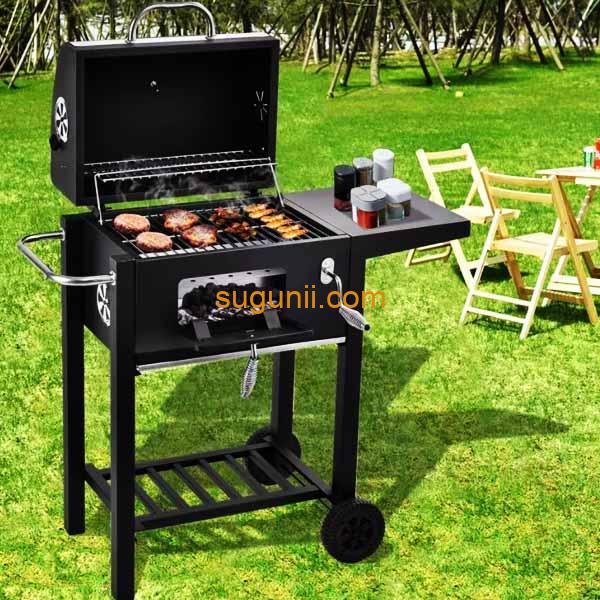 Barbecue à charbon avec couvercle et roulettes – Image 2