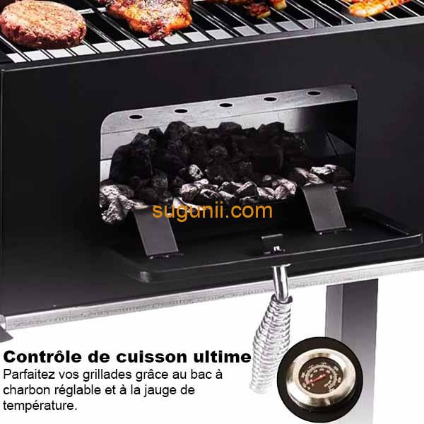 Barbecue à charbon portable 43 cm avec couvercle et roulettes 7