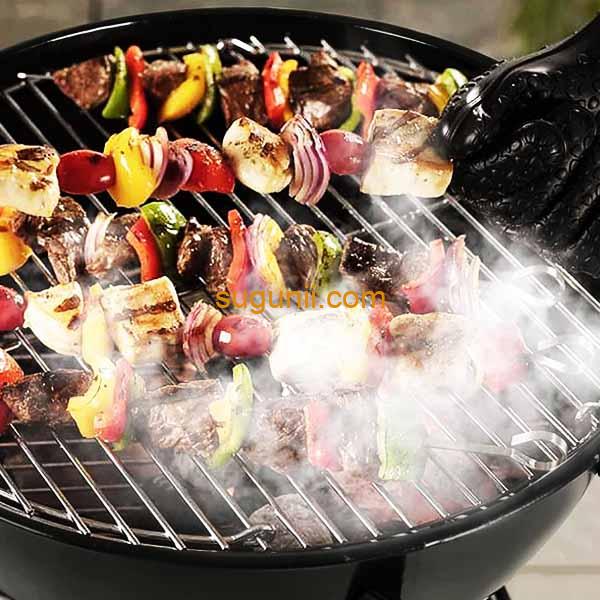 Barbecue à charbon portable 43 cm avec couvercle et roulettes 4