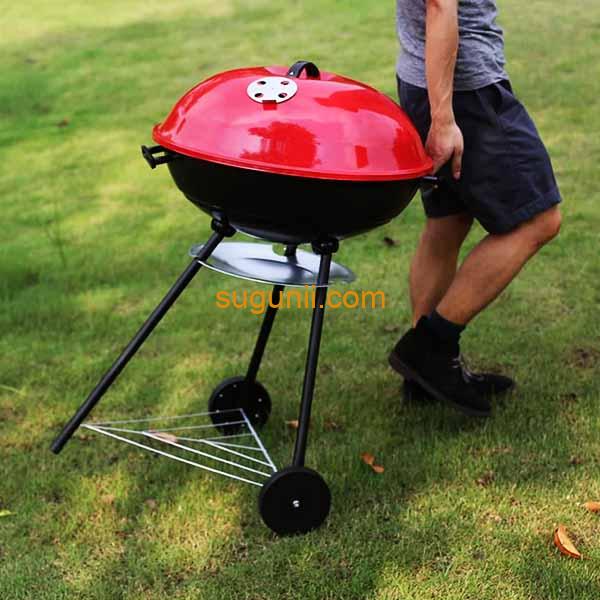 Barbecue à charbon portable 43 cm avec couvercle et roulettes 5