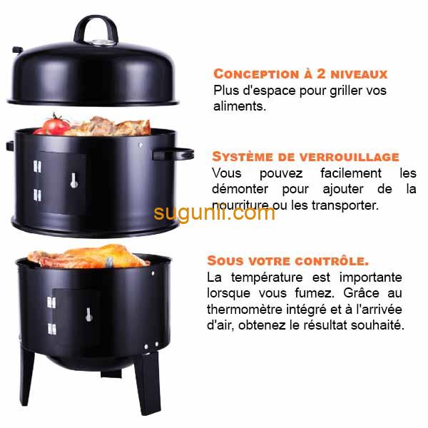Barbecue à charbon vertical à 3 niveaux 5