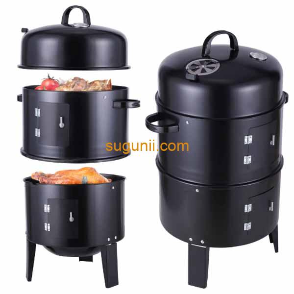 Barbecue à charbon vertical à 3 niveaux