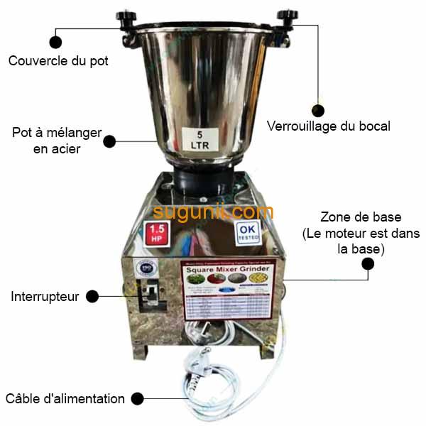 Mixeur broyeur professionnel 5L capacité 12kg/h 2