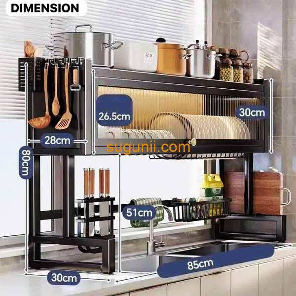 Égouttoir à Vaisselle Superposé 3 Niveaux sur Évier 3