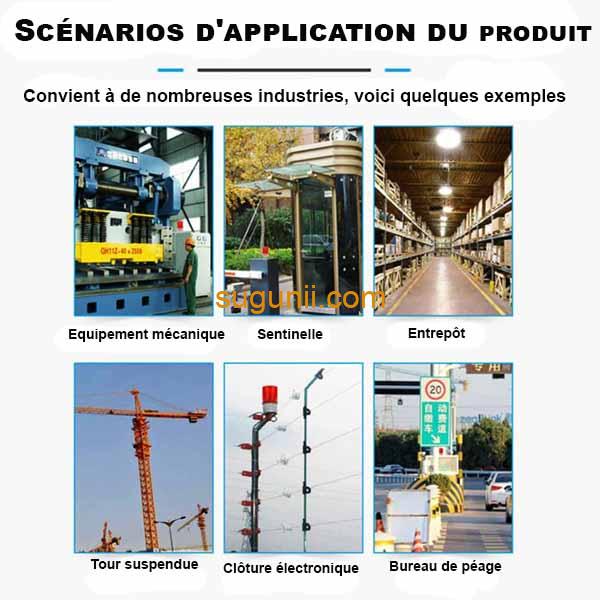 Sirène d'Avertissement Industriel avec Voyant Lumineux Rotatif – 105 dB, 12V, IP55