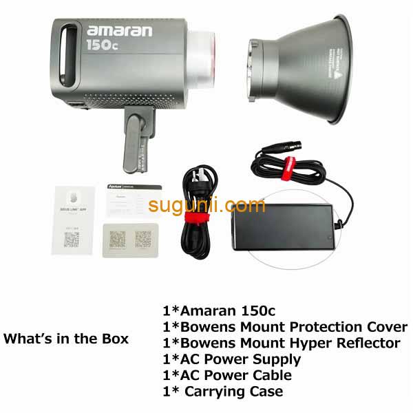 Amaran 150c – Projecteur LED COB RGBWW 150W, 15 610 lux, CRI 95+, Monture Bowens 9