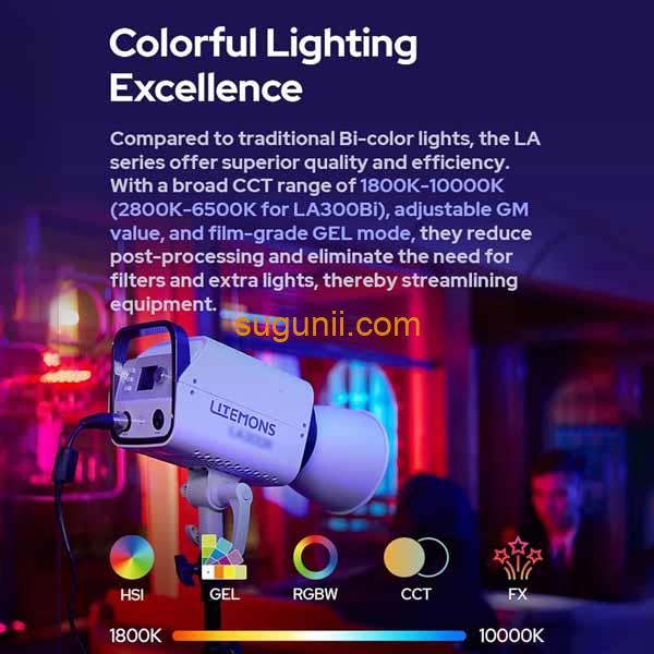 Godox Litemons LA200R – Lampe LED COB RGB 220W, 64 000 lux, CRI 95, Monture Bowens 2