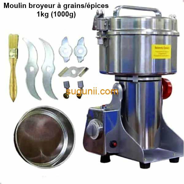 Moulin à Grains Électrique 1 kg – Acier Inoxydable, Mouture Rapide en Poudre Fine