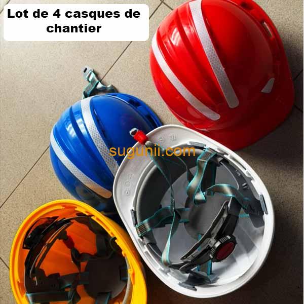 Lot de 4 Casques de Chantier – Protection Individuelle Conforme aux Normes