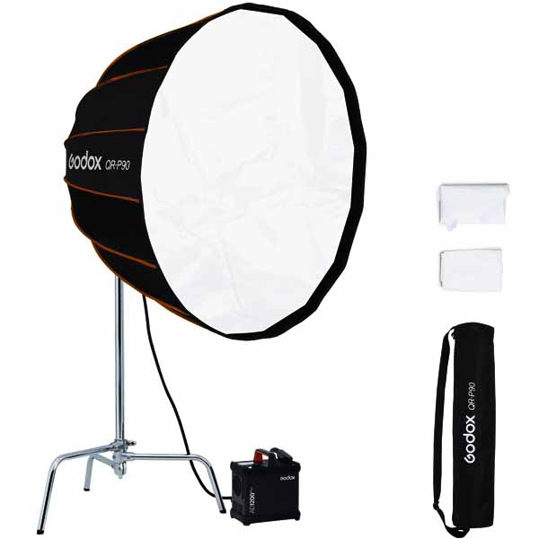 Softbox Parabolique Godox QR-P90 – 90 cm, Monture Bowens, Ouverture Rapide