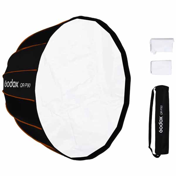 Softbox Parabolique Godox QR-P90 – 90 cm, Monture Bowens, Ouverture Rapide