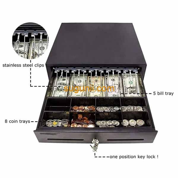 Tiroir-Caisse Focus POS – 5 Billets, 8 Pièces, Verrou 3 Positions, RJ12